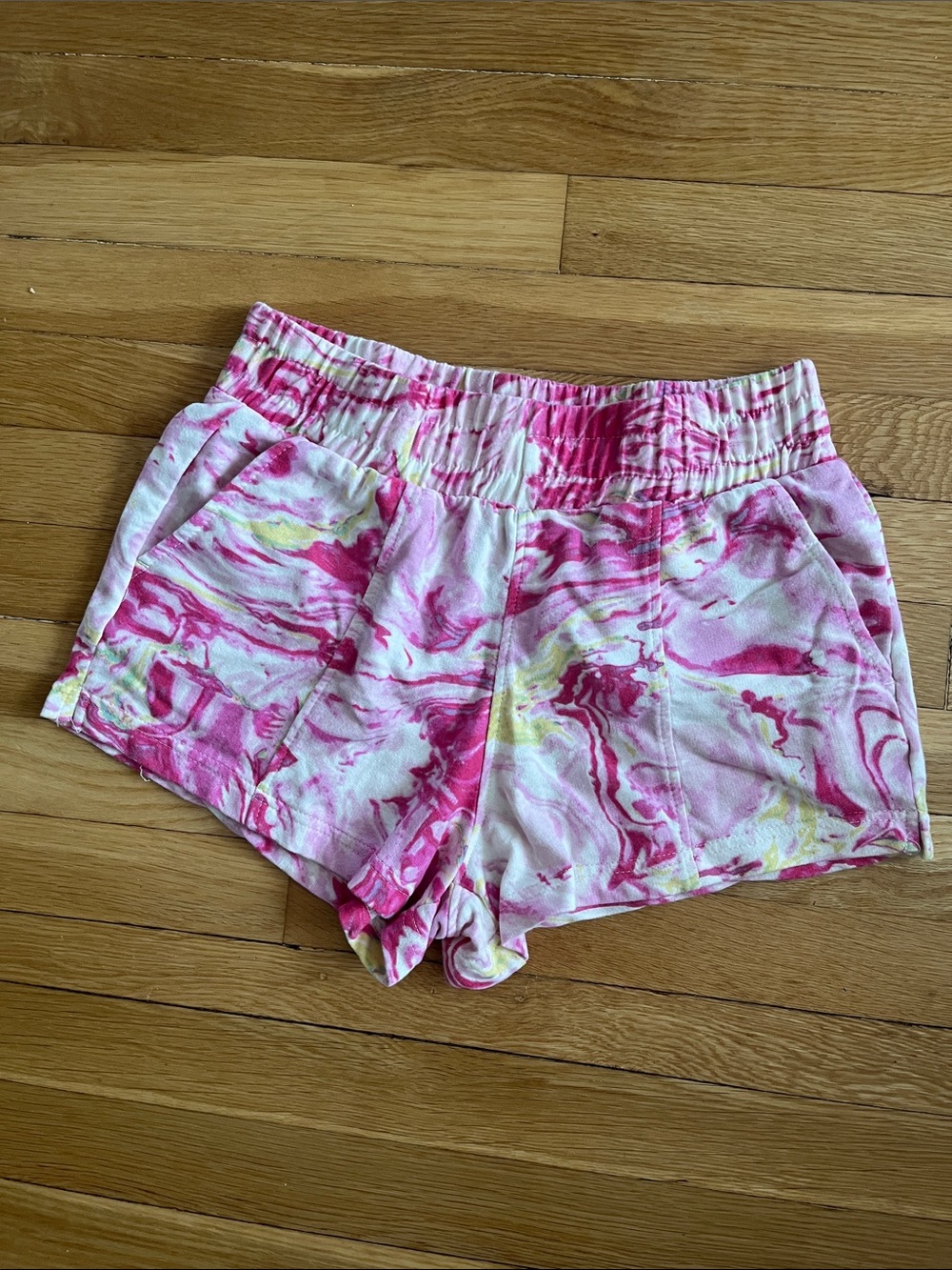 No Boundaries Pink Marble Tie-Dye Athletic Shorts